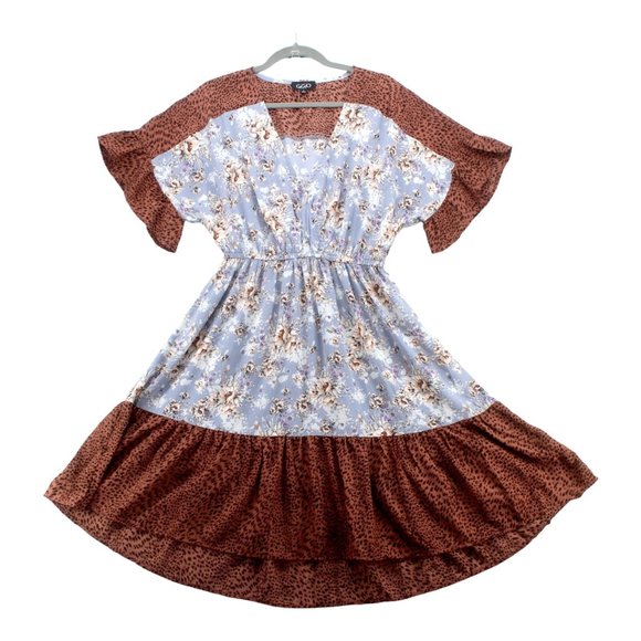 Gigio Floral V neck Boho mini Dress Size Small‎ - Picture 1 of 3